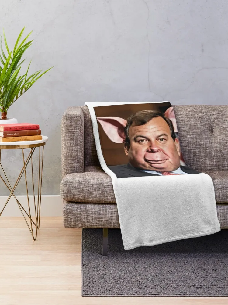 Chris Christie as a Pig Throw Blanket Large Sofa Blankets