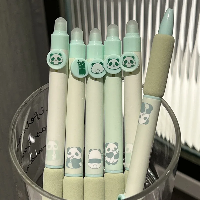 4pcs/set Cute Panda Erasable Pen Good-looking St Head Quick-dry Soft Grip Blue Gel Pen Pupil Do Homework Erasable Signing Pen