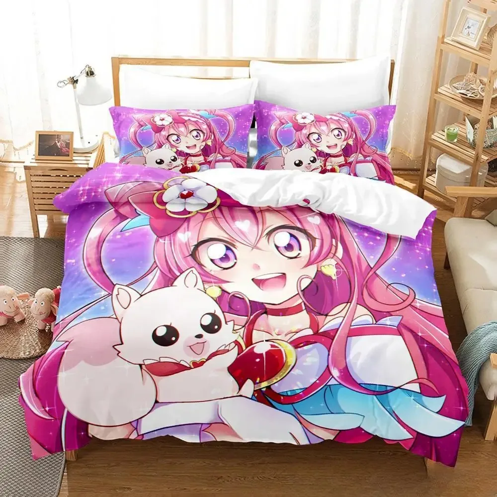 3D Printed Pretty Cure Bedding Set for Boys Girls Duvet Cover And Pillowcase Included Twin Queen King Full Single Double Sizes