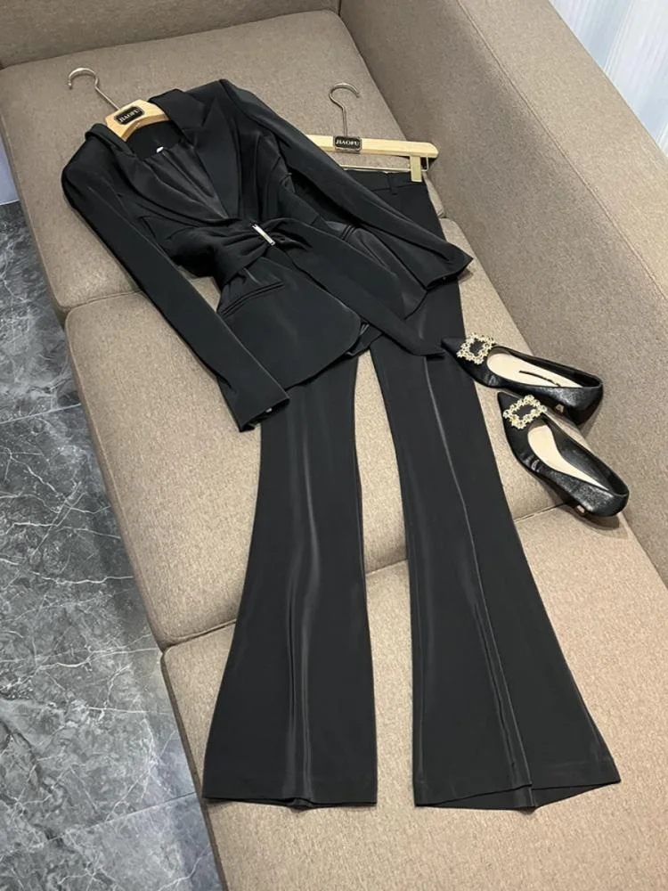 

2025 New Celebri Ele Asymmetrical Belt Slimming Suit Pants Set Faionable Chinese Made Women's Ensemble for Ages 25-35