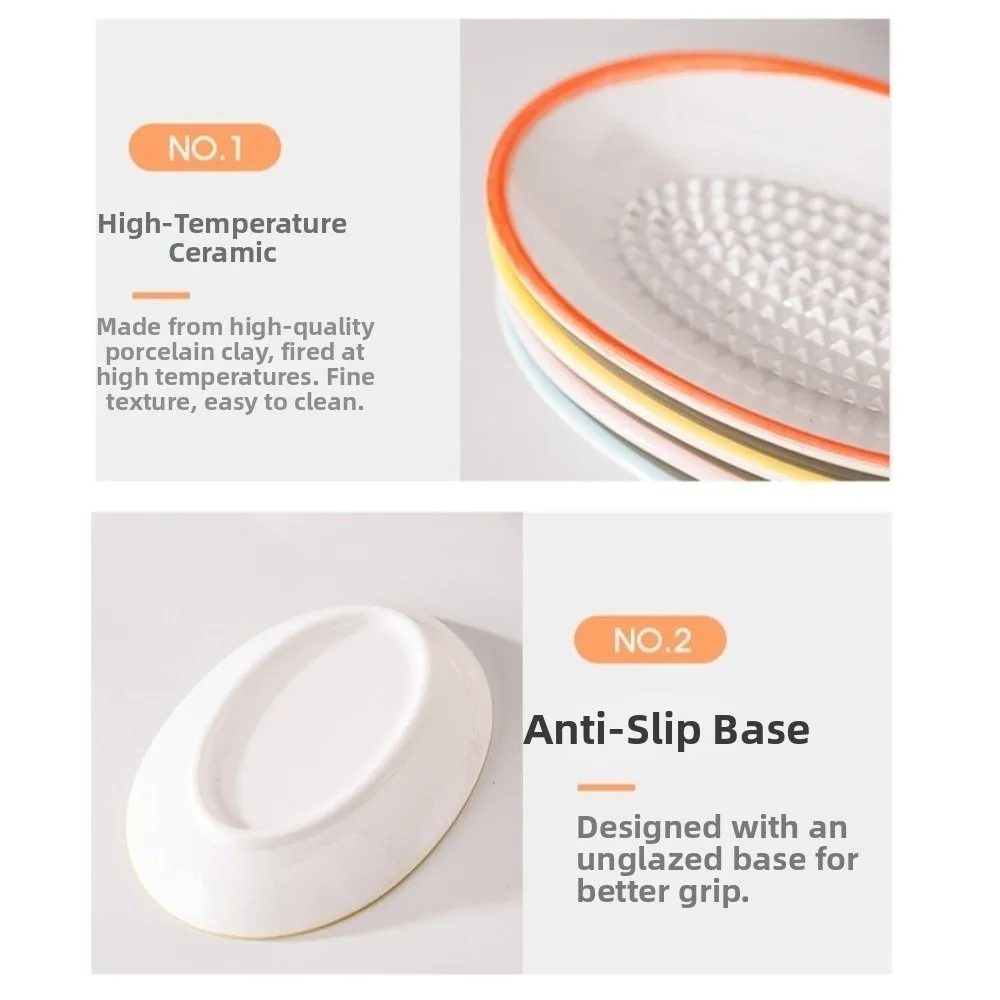 Kitchen Utensil Ellipse Ceramic Grinder with Handle Multi-function Ginger Grater Portable Grinding Dish Fruit Puree