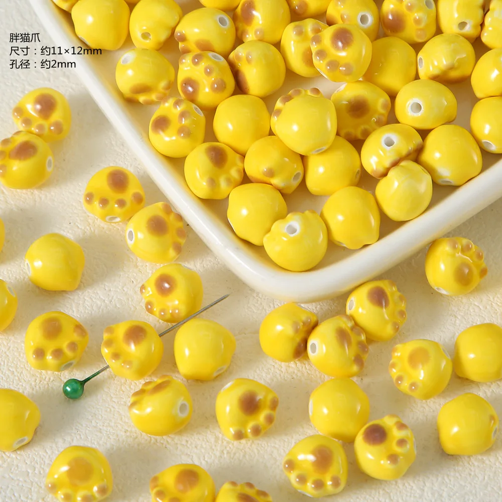 Summer Yellow Ceramic Beads Round Loose Spacer Beads DIY Bracelet Necklace Earring Jewelry Making Supplies