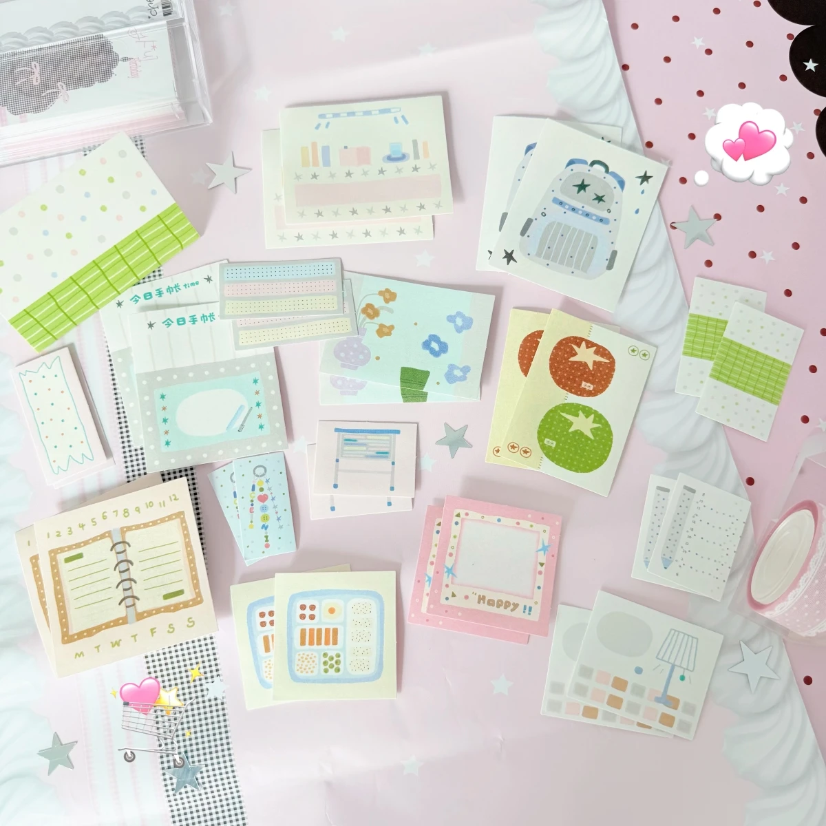 Kawaii للكتابة ملصق حزم سجل القصاصات 30 قطعة/الحزمة ملصقات ملصقات الزخرفية للفنون Diy بها بنفسك الحرف ألبوم مجلة خطة