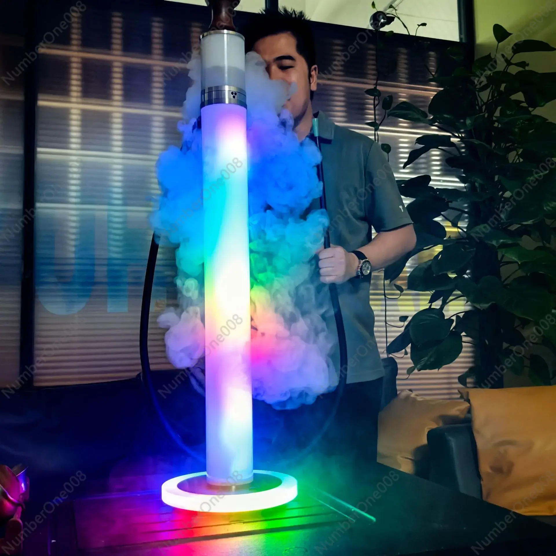 Arabian Hookah Single Pipe Flowing Light Pot Acrylic Hookah Pot Glowing Exquisite Beautiful Gorgeous Lighting