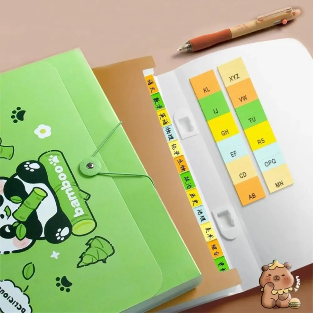 Cute Capybara A4 File Folder Large Capacity 13 Pockets File Organizer Waterproof Cartoon Document Bag