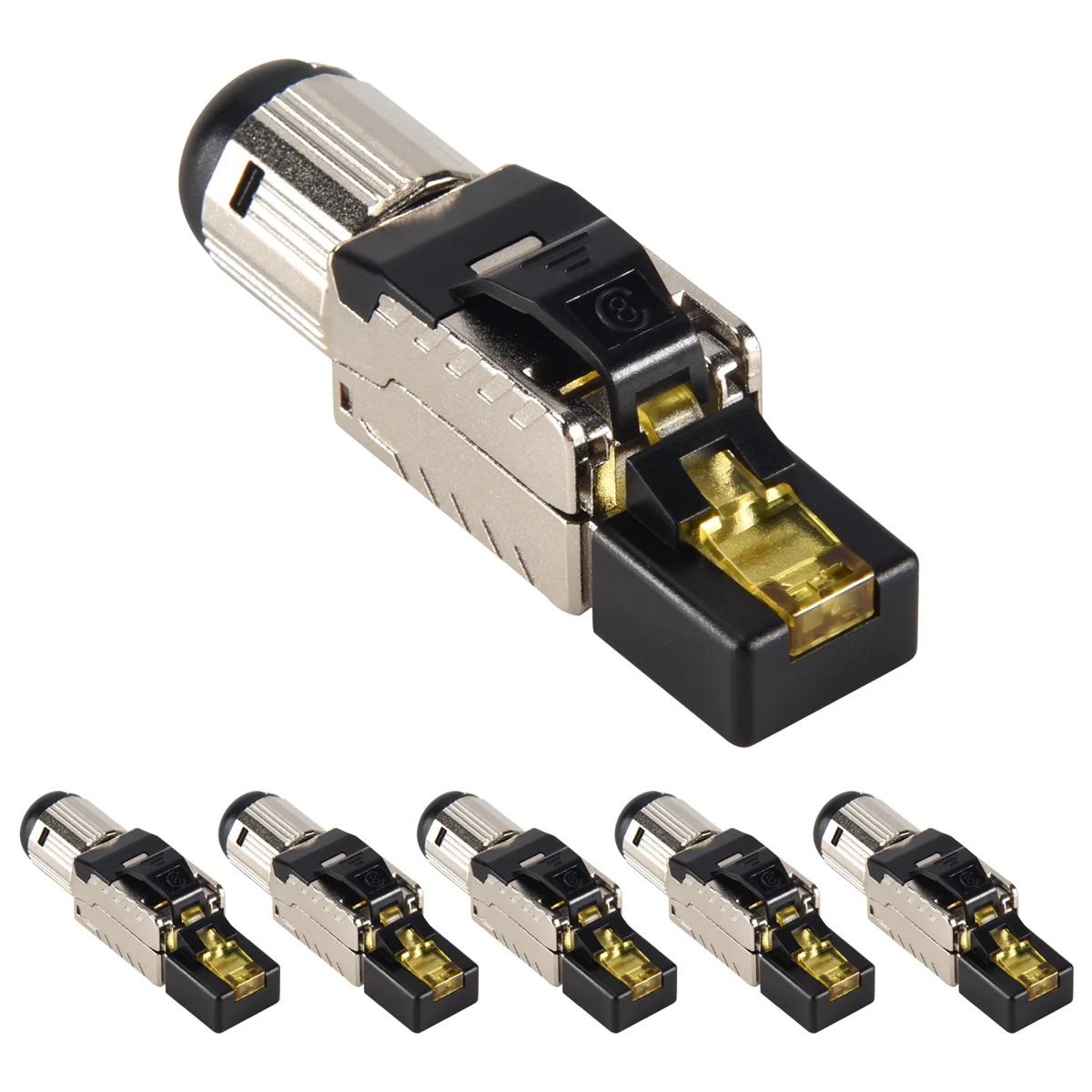 

6-Pack Tool Free Shielded RJ45 Cat 8, Cat8 Field Termination Plug, Cat8 Connector, Cat8 Plug