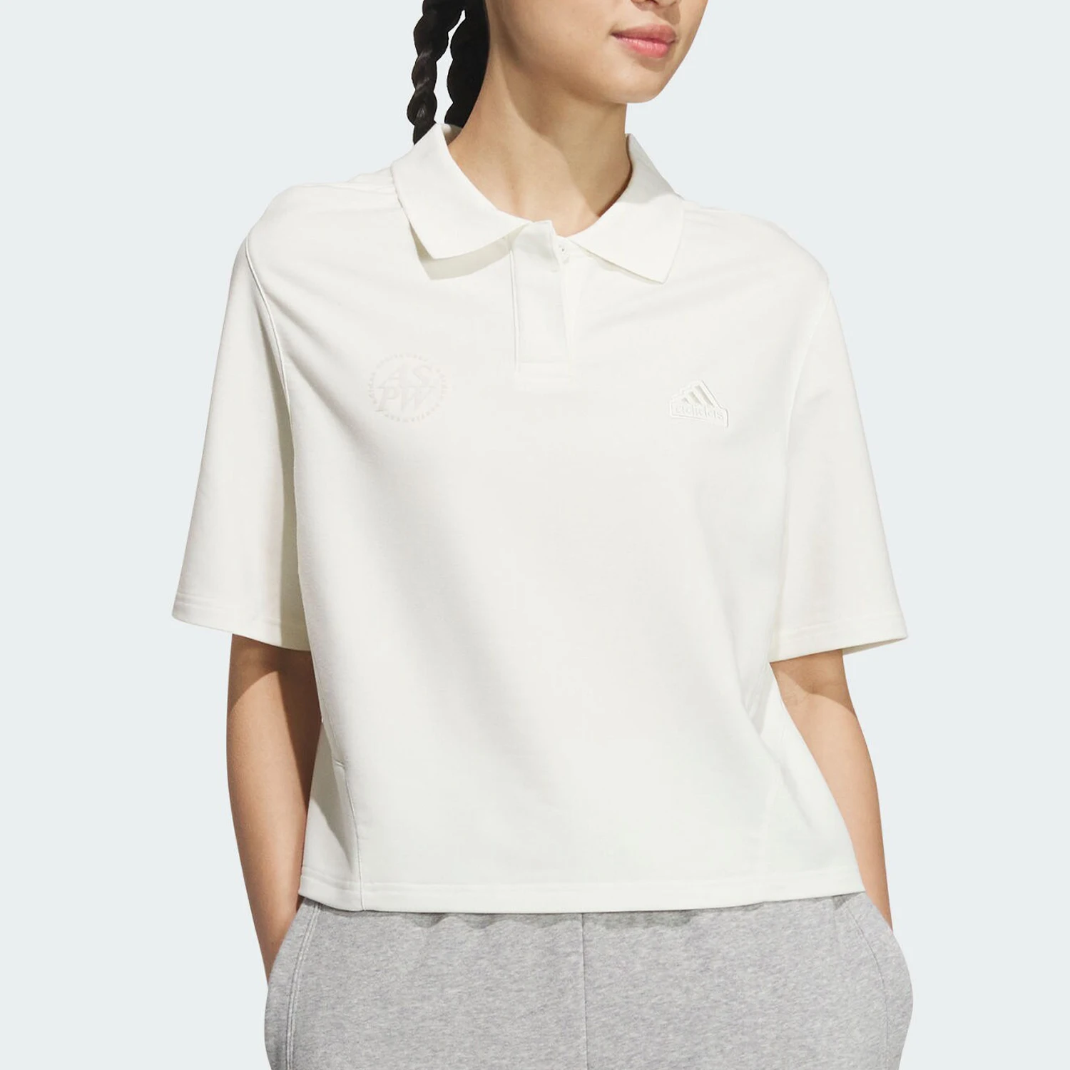 

Adidas genuine New Women's Classic Loose Sports Short Sleeve Polo Shirt JJ3602