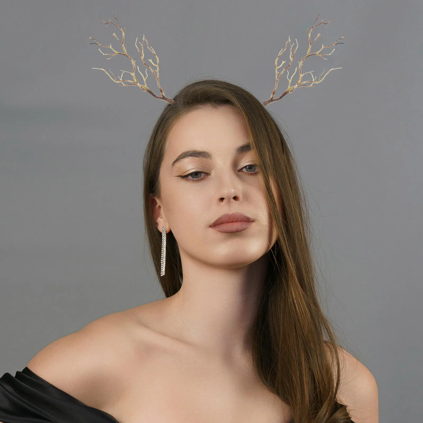 

2pcs Deer Antlers Fake Shaped Tree Headband DIY Branches Halloween Witch Plant Coffee Artificial Dried Twig Stems Accessories