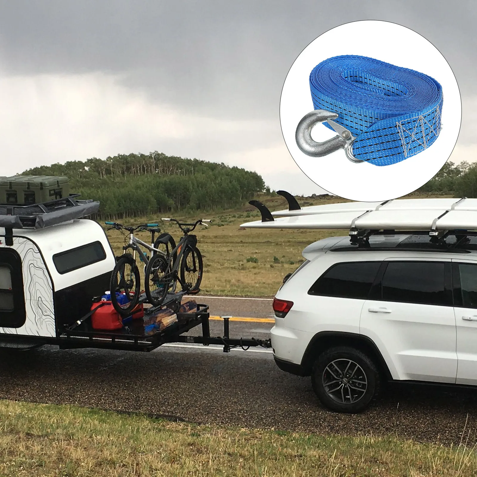 

Trailer Winch Strap Heavy Duty 6000Lbs Forged Steel Hook For Boat Truck Cargo Polyester Tow Belt Towing Rigging Pull Strap