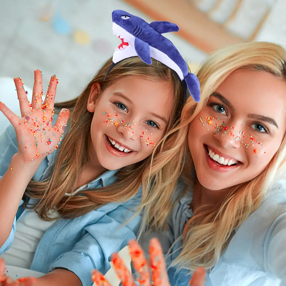 

2 шт., повязки для волос с изображением акулы и динозавра, тканевые повязки на голову для детей и взрослых, вечерние аксессуары для косплея, реквизит для фотосессии