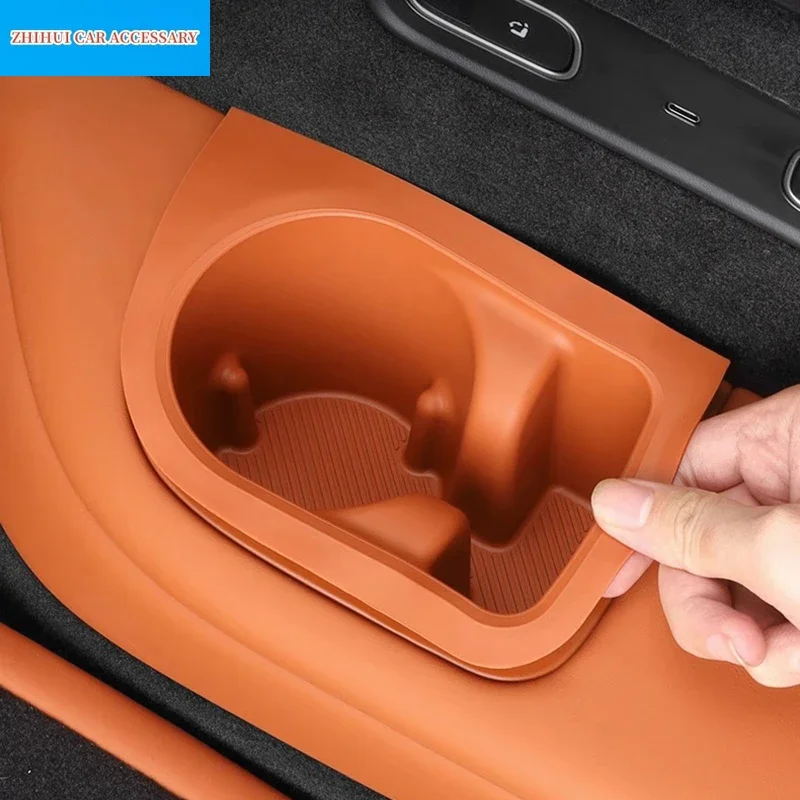 For Li Lixiang L8 L9 2023 2022 Car Styling Third Cup Mat Silicone Rear Storage Door Slot Water Cup Cusion Auto Accessories