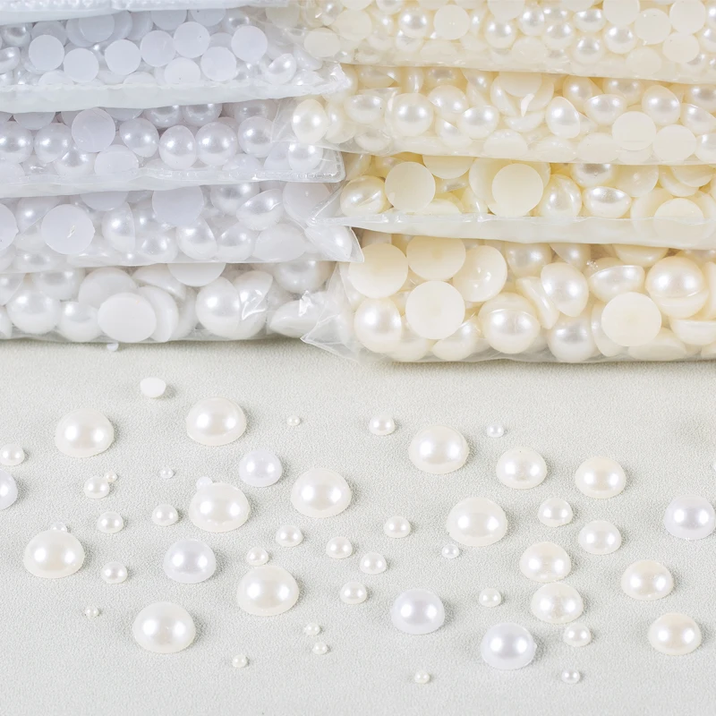 Half Round ABS Imitation Pearl Beads Loose Plastic Acrylic Beads Necklace Bracelets Handmade For DIY Jewelry Components Making