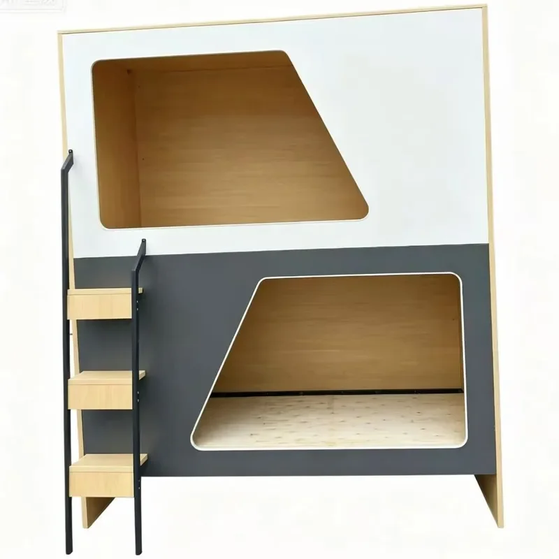 Solid Wood Bunk Bed Space Capsule Design for Hostel Dormitory Apartment Privacy Partition Upper Lower Beds Multifunctional