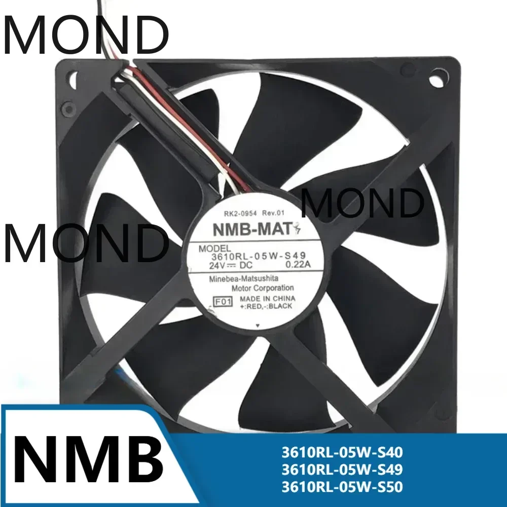

3610RL-05W-S40 3610RL-05W-S49/S50 Server Fan for NMB NMB-MAT High Air Flow Inverter Cooling Fan 24V 0.22A 0.33A 9cm 2 3 Wire