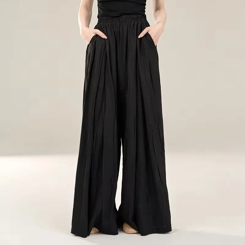 

Modern dance practice clothes women's pants loose and elegant wide-leg pants classical folk dance