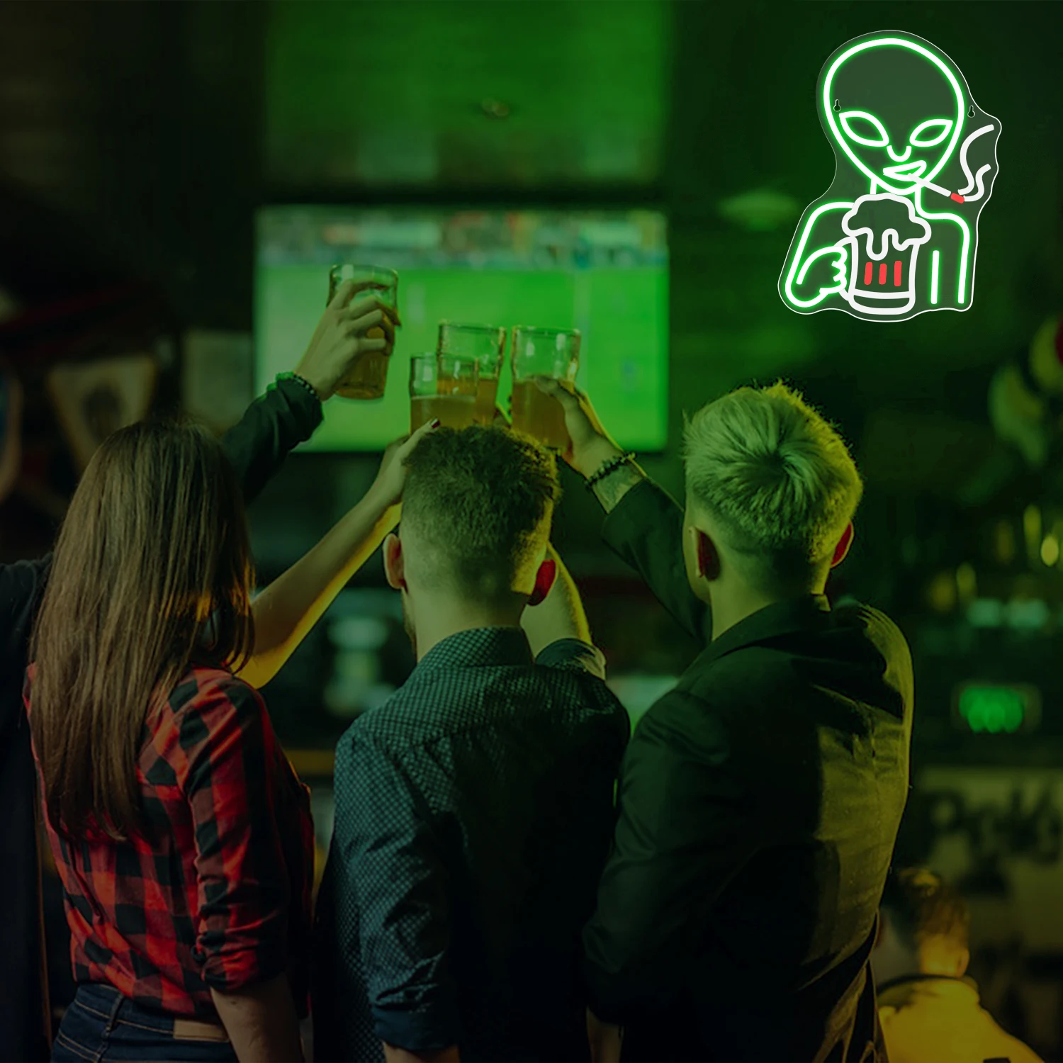 Alien Neon Sign Green LED Light for Wall Decor Man Cave  Bar Pub Shop  Game Room  Halloween