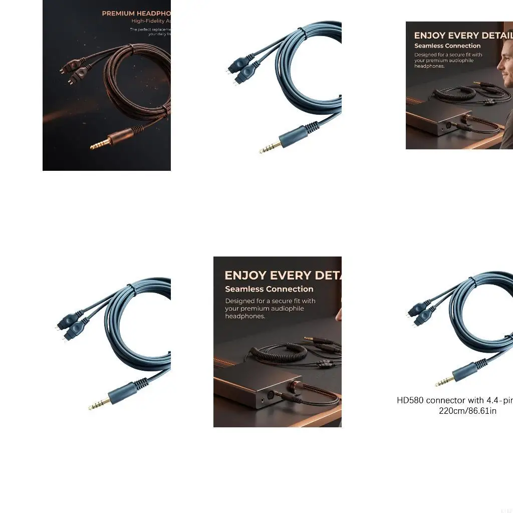 Detachable Double Pin Headphone Cable for HD650 HD660S HD600/580/565/HD58X Headsets Wire with Gold Plated Plug, Reinforced