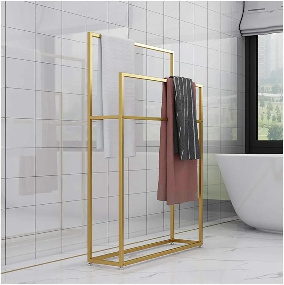 Elegant Gold Towel Stand Heavy Duty Large Size Sturdy & Rust-Resistant 180cm Height Free Standing Kitchen Bathroom Organizer