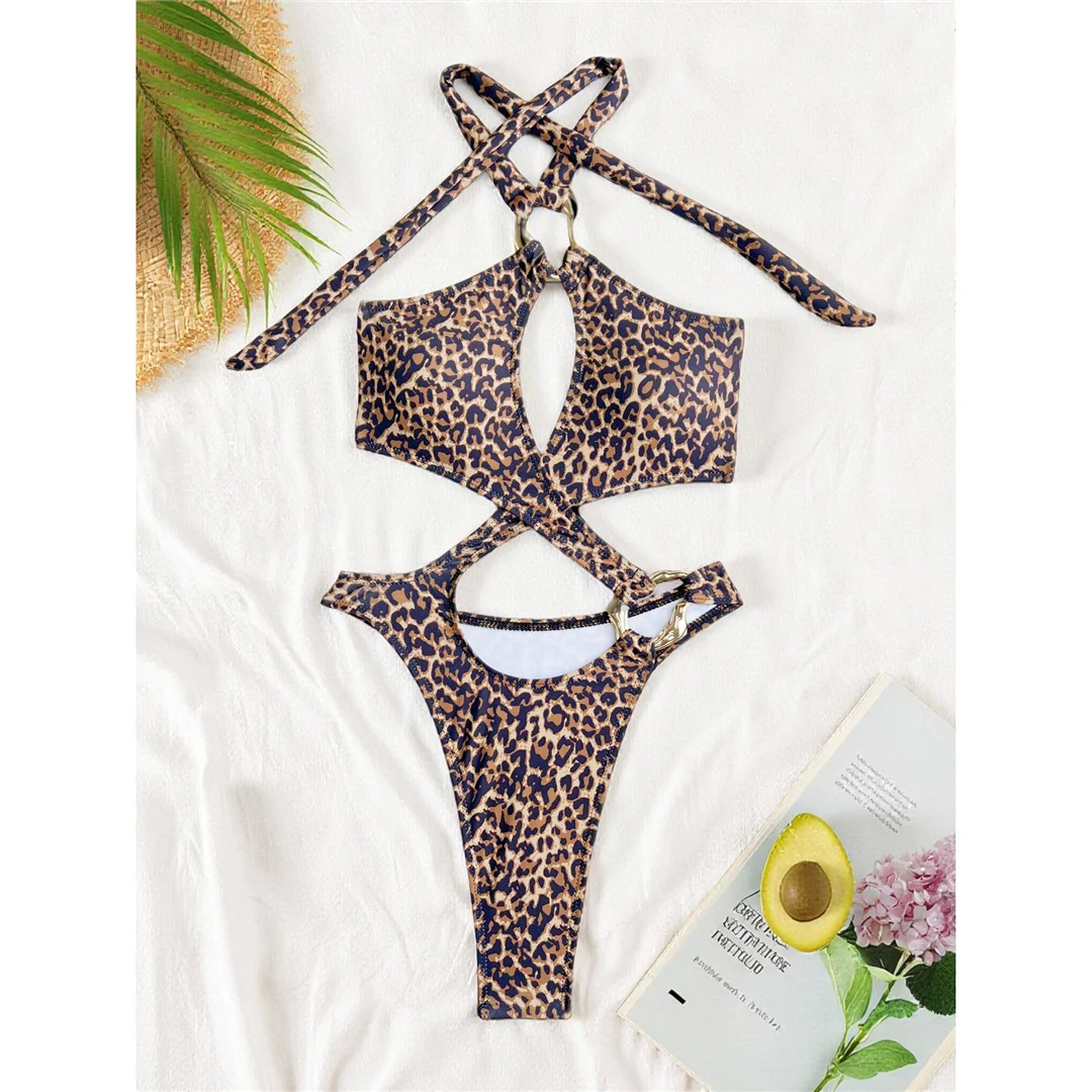 Sexy Badeanzug mit Bauchausschnitt, Leoparden- und Schlangenhautmuster, Damen-Badeanzug, einteiliger Badeanzug, Damen-Neckholder-Badeanzug mit hohem Beinausschnitt, Badebekleidung, Badeanzug V7972 – Detail 26