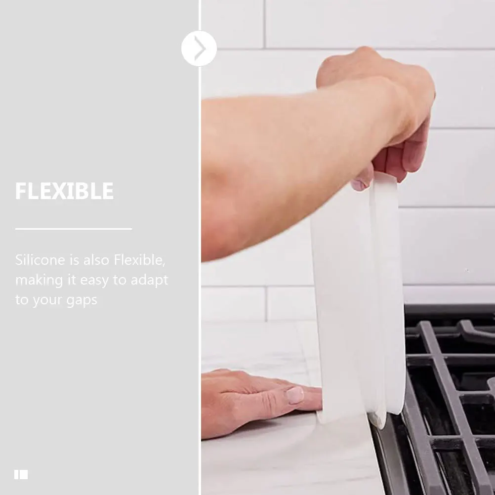 

2Pcs Seal Slit Filler Silicone Stove Gap Cover No More Messes Between Countertop and Stovetop Non Slip Kitchen Guard