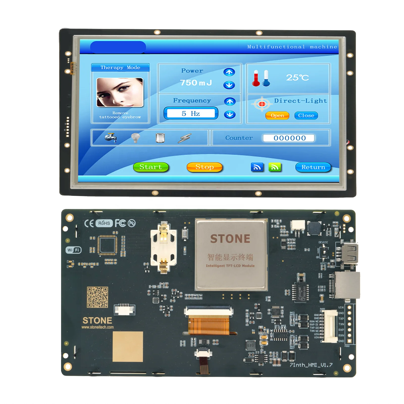 7 Inch LCD Module Touch Screen with High Resolution and Controller Board