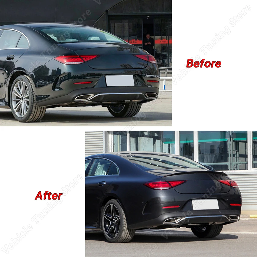 For Mercedes Benz CLS Class C257 CLS260 300 350 500 CLS53 AMG 2018-2022 Rear Trunk Spoiler Wing Tail Tuning Accessories Black