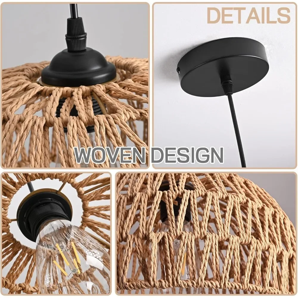 Boho 32CM Bamboo Woven Pendant Lamp Lighting E27 Handcrafted Artisan Lampshade for Hallway Bedroom