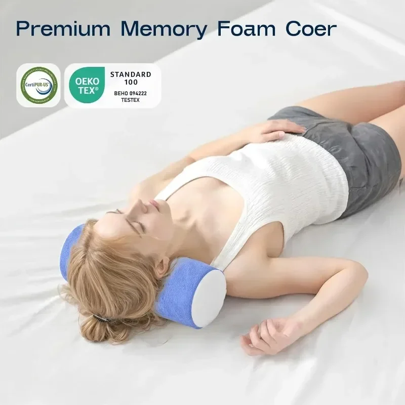 Round Head Pillow Slow Rebound Soft Memory Slepping Pillows Core Cylindrical Pillow, Multifunctional Relax Pillow for Leg Waist