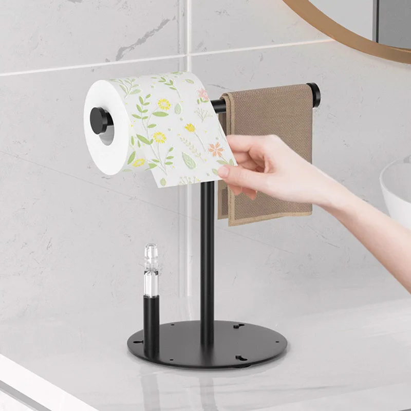 Black T-shaped Countertop Towel Rack, Bathroom Hand Towel Holder, Kitchen Dish Cloth Drying Stand, Space Saving Towel Organizer