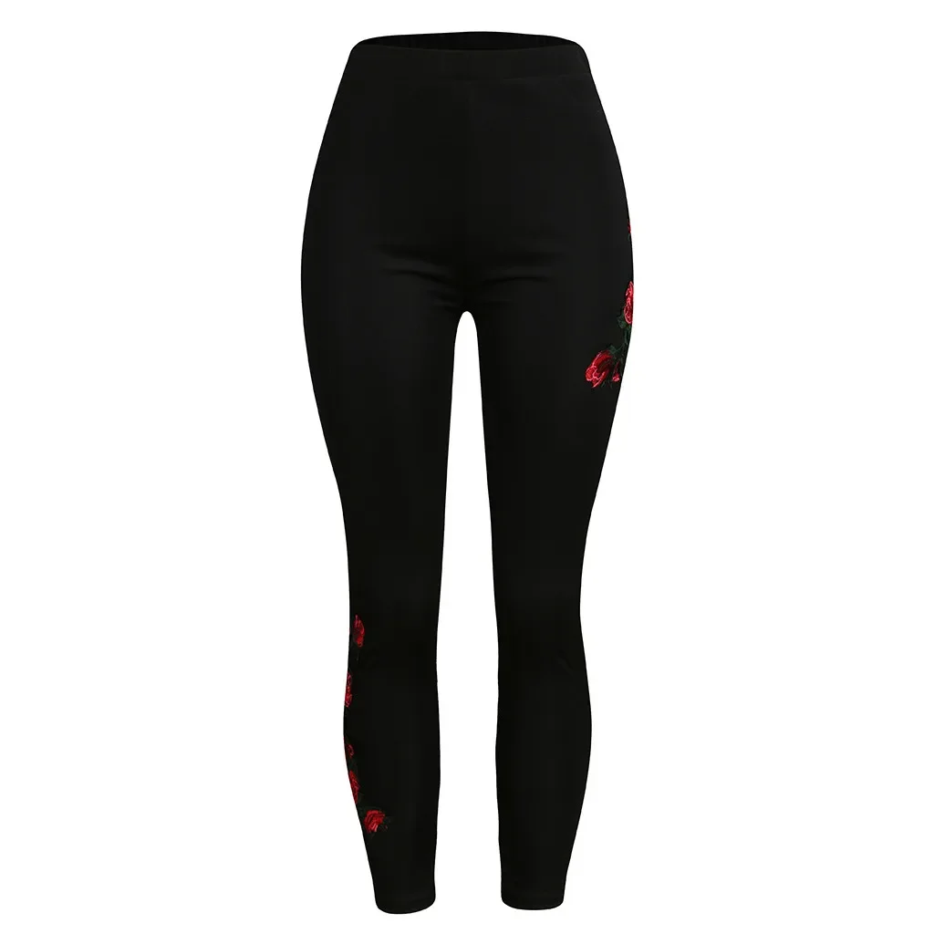 Mallas cálidas de talla grande para mujer, pantalones bordados de cintura alta, ropa de calle, 5XL, Otoño e Invierno