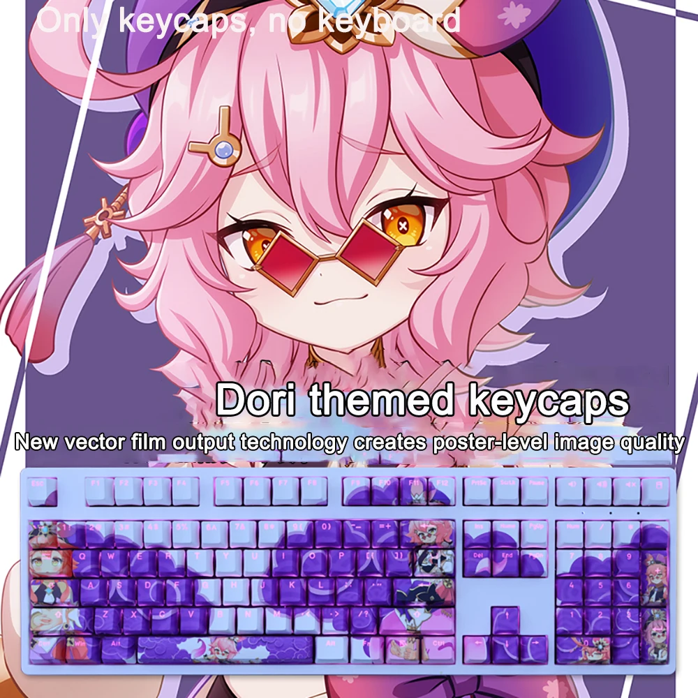 

108 Keys Genshin Impact Keycaps Dori PBT Dye Subbed Cherry Backlit Keycaps Anime Gaming Key Caps For ANSI 61 87 104 108 Layout