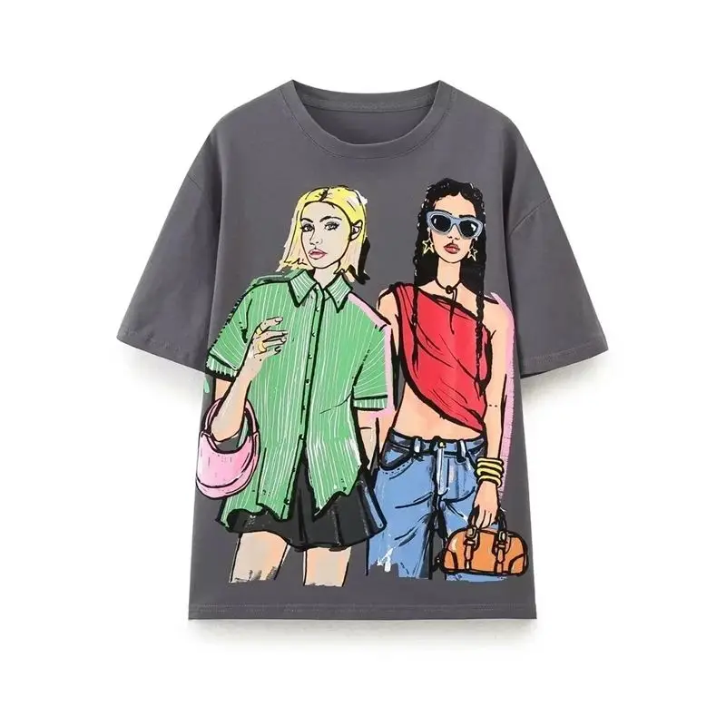 2024 New High-quality men\'s Printed T-shirt Top men\'s O-neck Casual Cotton Short-sleeved Harajuku Y2K Gothic T-shirt Tops