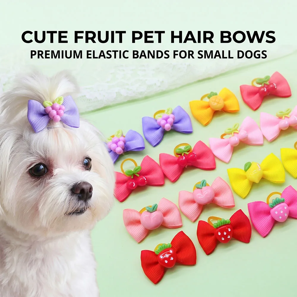 10/20/30 Stück Haarschleifen mit Frucht-Motiv für Hunde, Niedliche 3D-Frucht-Haarschleifen für Haustiere, Haarpflege-Accessoires für Welpen und Hunde – Detail 5