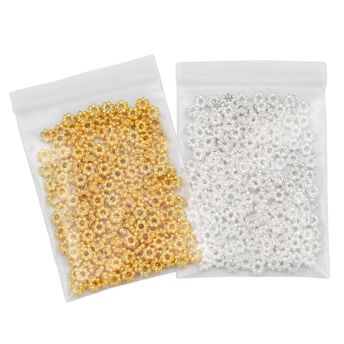 100/200pcs 4mm Metal Snowflake Color Retention Alloy Spacer Beads For DIY Handmade Jewelry Making Bracelet Necklaces Accessories
