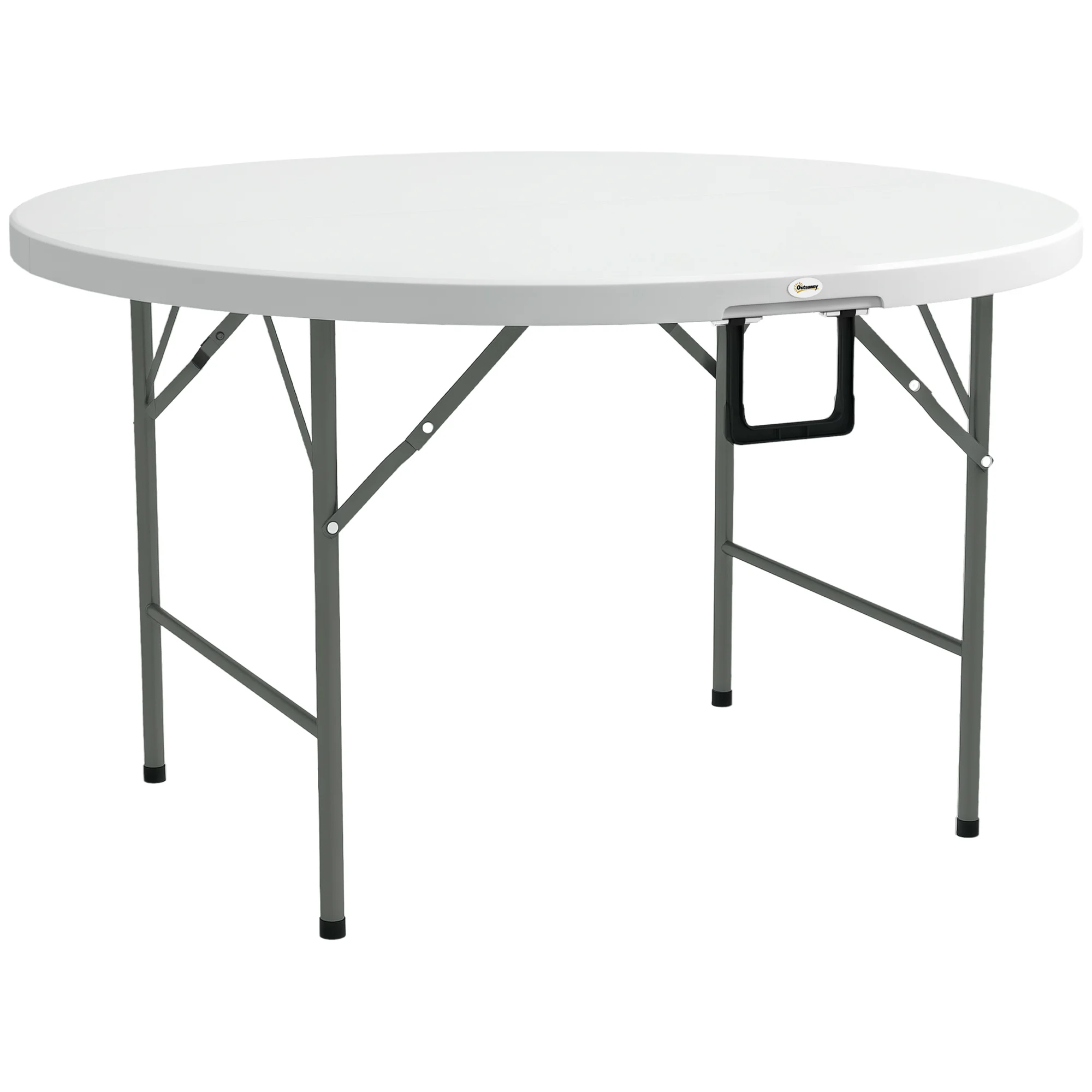Mesa de Jardín Plegable Redonda Ø122 cm para 6 Personas, Estructura Metálica, Tablero de HDPE, Perfecta para Eventos