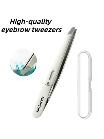 Stainless Steel Professional Eyebrow Tweezers High Brow Tweezers with Angled Tips  Hair Removal Tweezers for Eyebrows and Beard