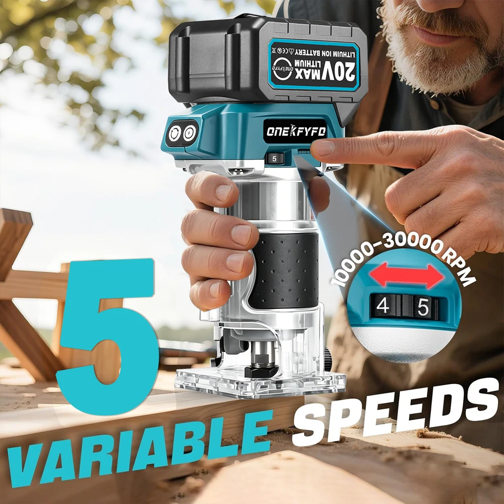 5 속도 브러시리스 전기 핸드 트리머 무선 우드 라우터 목공 조각 Makita 18V 배터... - 2
