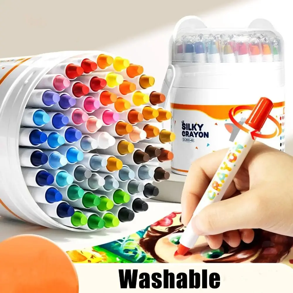 12/24 Color Crayon Set Washable Twist-Up Coloring Pencils Easy Grip Blendable Drawing Pen for Travel School Home Art Supplies