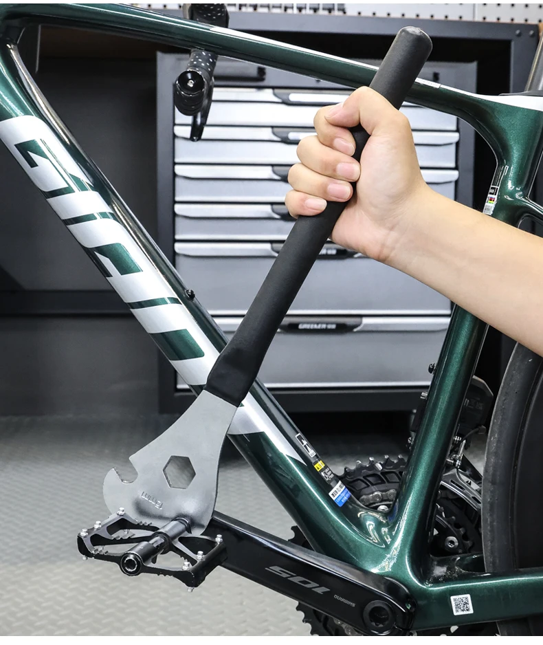 LEBYCLE Fahrradpedalschlüssel, extra langer Griff, robust, langlebig, Fahrradpedalschlüssel, installieren Sie 15 mm Werkzeug, Fahrradzubehör – Detail 16