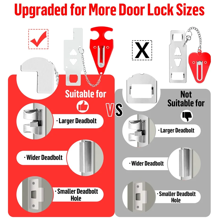 

Indoor Room Door Latch Lock Portable Door Lock Easy Hole Free Installation Extra Protection for Home Hotel Bedroom Security Lock