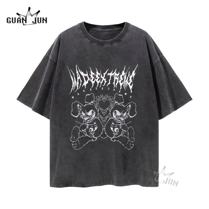 

Hip Hop Monster Print Oversized T Shirt Streetwear Harajuku Cotton Plus Size T-Shirt Men Summer Short Sleeve Black Tops Tees