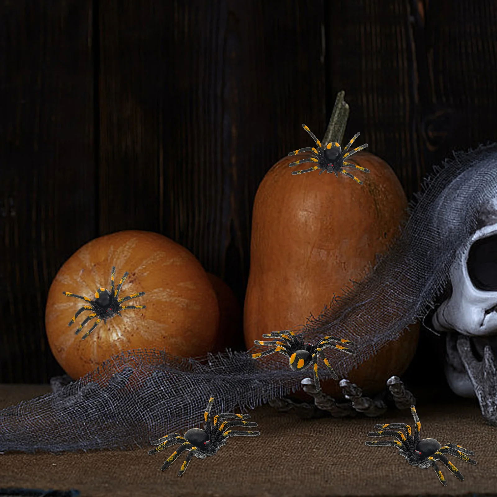 15 szt. Symulowane pająki dekoracje na Halloween straszne sztuczne rekwizyty realistyczne pająki na imprezy kostiumowe karnawały