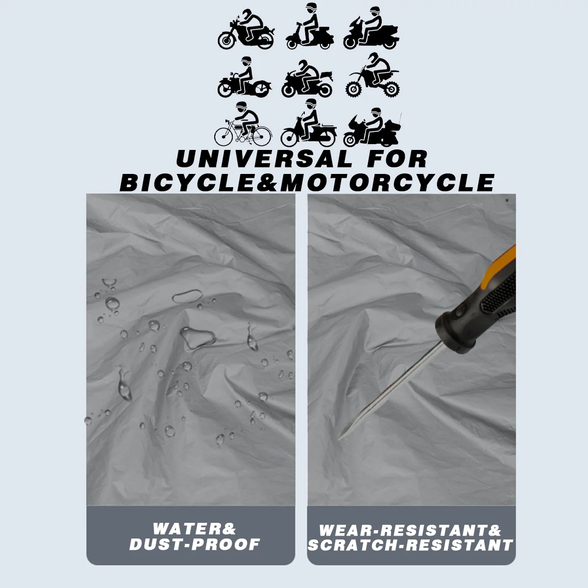 Rainproof, sunproof, dustproof, snowproof outdoor motorcycle all season cover. Universal motorcycle and bicycle outer cover view 5