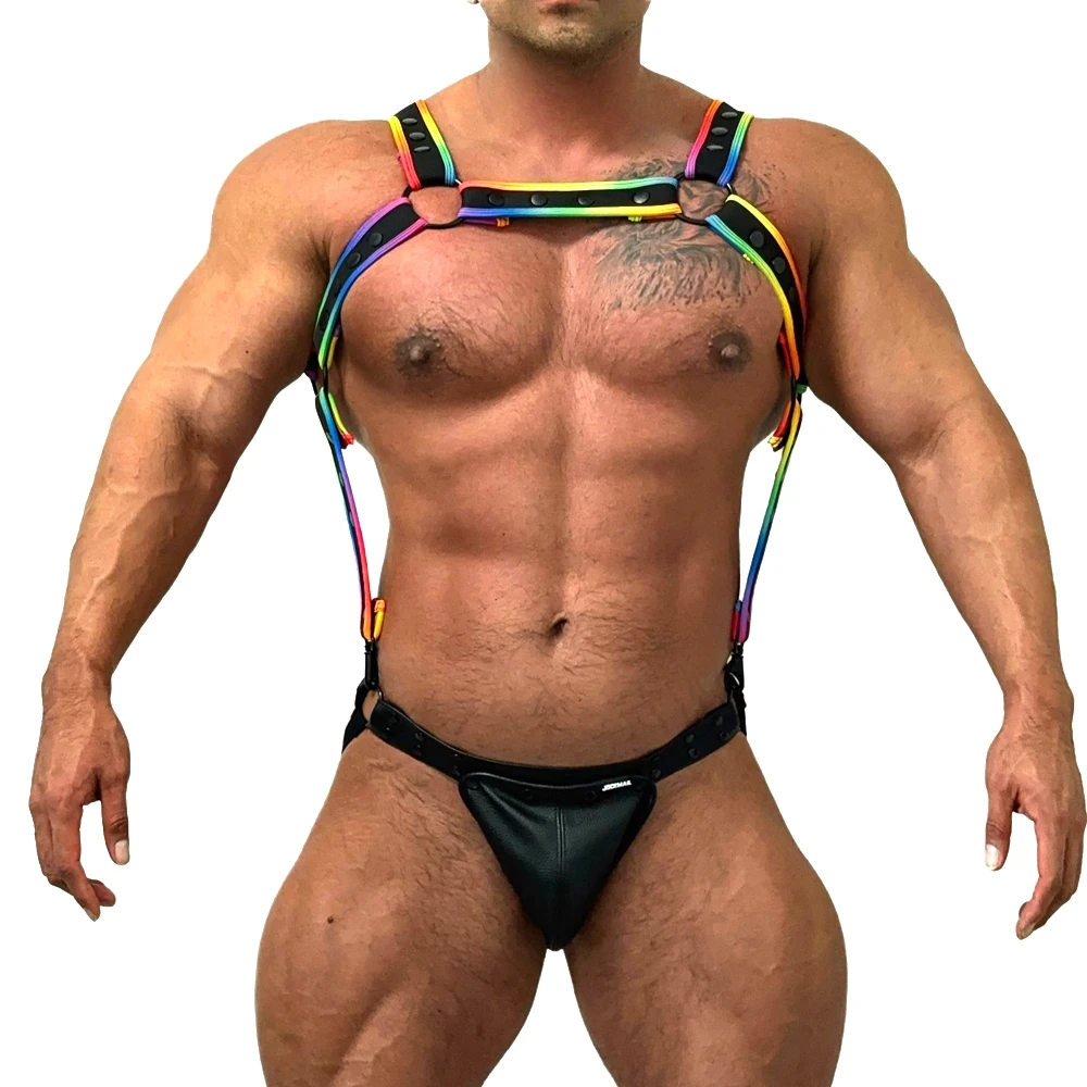 Leather Harness Bodysuit Jockstraps sets Gay underwear Sex Rave Sexual Chest Men  Belts Adjustable BDSM Body Bondage Cage