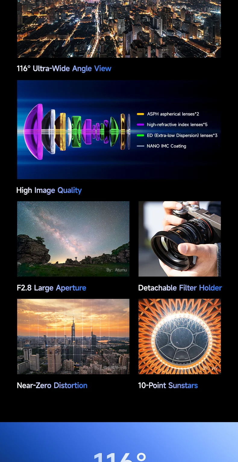 Brightin Star 14mm f2.8 Vollformat-Objektiv mit manuellem Fokus und 116° Weitwinkel für spiegellose Sony E / Z / L / RF-Mount-Kameras – Detail 2
