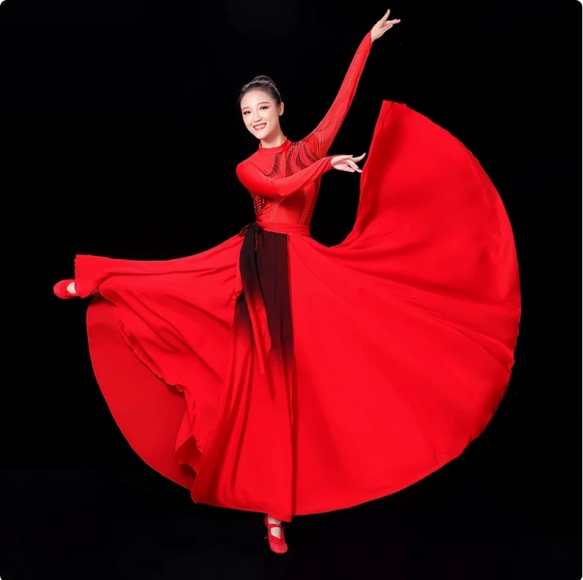 Classical dance elegant performance costume, Red Revolution Flame Dance costume, Ode to the Motherland performance costume