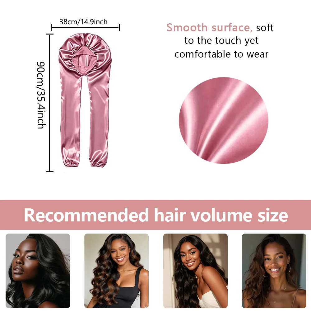 1Pcs Satin Long Braid Bonnet, Printed Long Tail Sleep Cap, Women Silky Night Hair Bonnet for Curly Braids Hair Care