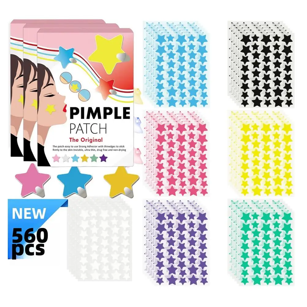 560 Stück Stern-Akne-Pflaster sind sanft und nicht reizend, deckt Akne-Makel ab und ist wasserdicht und atmungsaktiv
