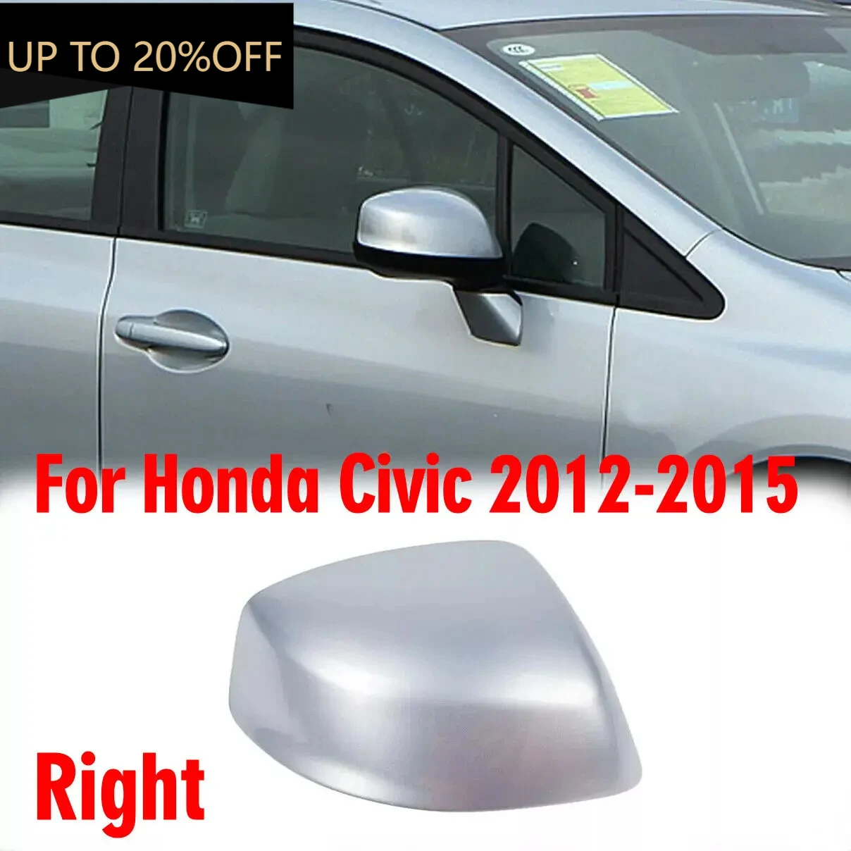 

Серебряная крышка зеркала заднего вида со стороны правого пассажира для Honda Civic 2012-2015
