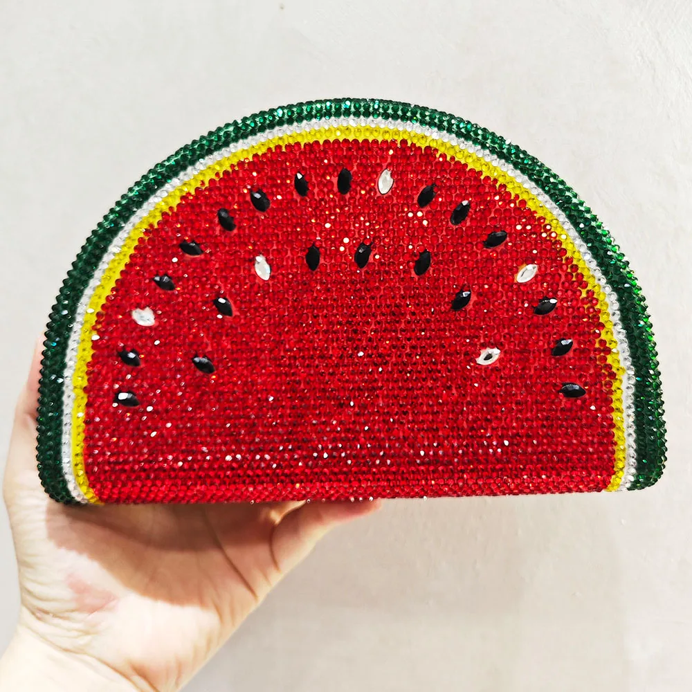 Watermelon Crystal Evening Clutch Purse Bag Lady Handbags  Women Formal Party Dinner Minaudiere Bag Bridal Prom Clutches